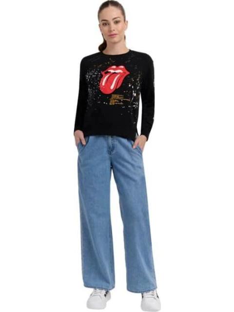 SUDADERA DAMA DAMA NEGRO THE ROLLING STONES