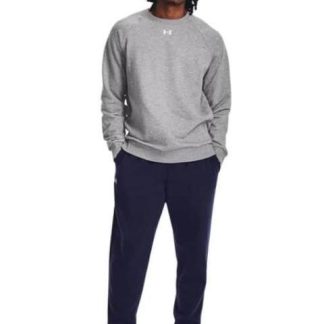 SUDADERA UA RIVAL FLEECE CREW GRIS UNDER ARMOUR MEXICO