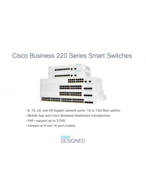 SWITCH CISCO GIGABIT ETHERNET BUSINESS 220 48 PUERTOS POE 10-100-1000 + 4 PUERTOS SFP 382W104 GBIT-S 8.192 ENTRADAS - ADMINISTRABLE - ¡COMPRA Y RECIBE $100 DE SALDO PARA TU SIGUIENTE PEDIDO! - Image 3