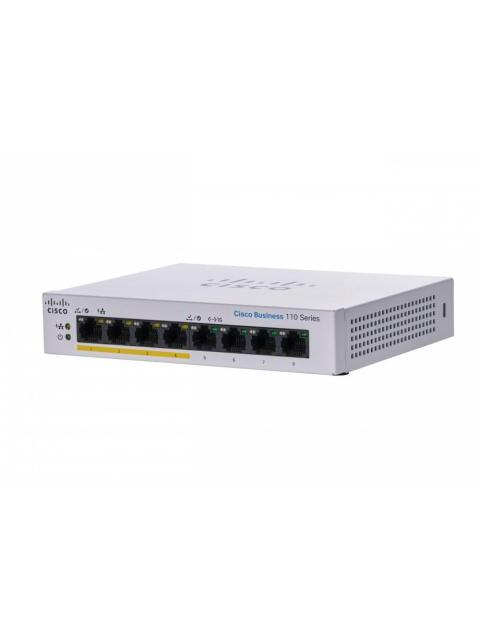 SWITCH CISCO GIGABIT ETHERNET BUSINESS CBS110 8 PUERTOS 10-100-1000MBPS (4X POE) 16 GBIT-S 8000 ENTRADAS - NO ADMINISTRABLE