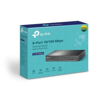 SWITCH TP-LINK FAST ETHERNET TL-SF1008LP 8 PUERTOS 10-100MBPS (4X POE) 1.6 GBIT-S 2000 ENTRADAS - NO ADMINISTRABLE