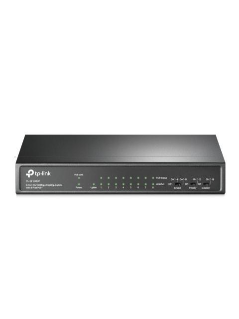 SWITCH TP-LINK FAST ETHERNET TL-SF1009P 9 PUERTOS 10-100MBPS 1.8 GBIT-S 2.000 ENTRADAS - NO ADMINISTRABLE