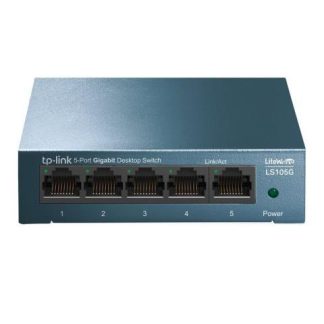 SWITCH TP-LINK GIGABIT ETHERNET LS105G 5 PUERTOS 10-100-1000MBPS 7.4 MPPS 2000 ENTRADAS - NO ADMINISTRABLE
