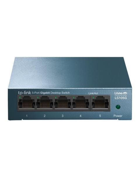 SWITCH TP-LINK GIGABIT ETHERNET LS105G 5 PUERTOS 10-100-1000MBPS 7.4 MPPS 2000 ENTRADAS - NO ADMINISTRABLE