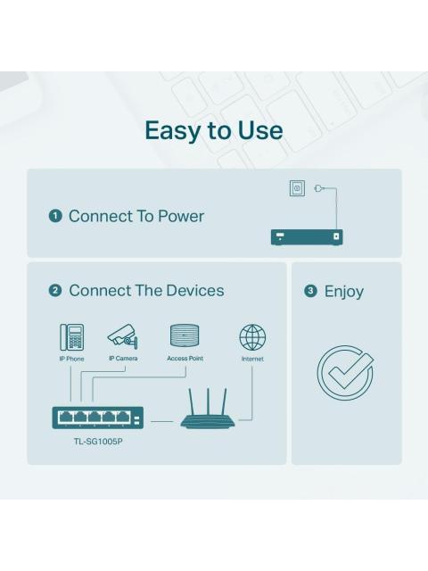 SWITCH TP-LINK GIGABIT ETHERNET TL-SG1005P 5 PUERTOS 10-100-1000 (4X POE) 10GBIT-S 2000 ENTRADAS - NO ADMINISTRABLE - Image 9