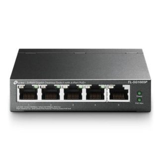 SWITCH TP-LINK GIGABIT ETHERNET TL-SG1005P 5 PUERTOS 10-100-1000 (4X POE) 10GBIT-S 2000 ENTRADAS - NO ADMINISTRABLE