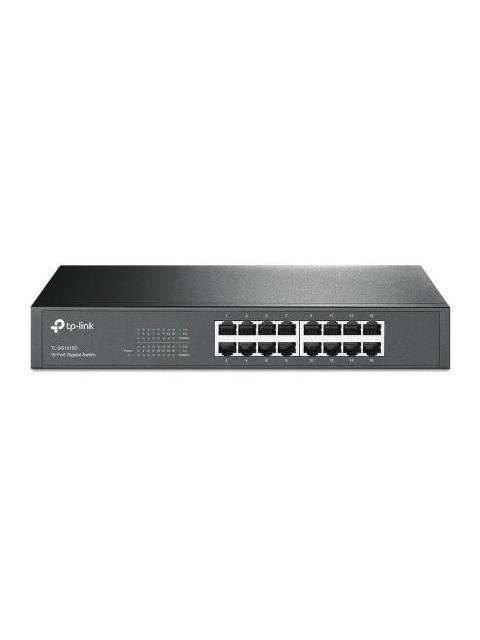 SWITCH TP-LINK GIGABIT ETHERNET TL-SG1016D 16 PUERTOS 10-100-1000MBPS 32GBIT-S 8000 ENTRADAS NO ADMINISTRABLE