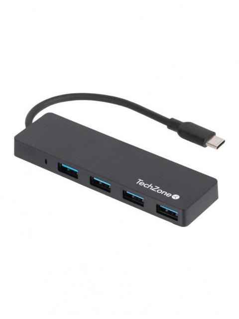 TECHZONE HUB USB-C 3.2 MACHO - 4X USB-A 3.2 500 MBIT-S NEGRO
