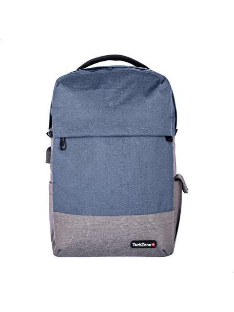 TECHZONE MOCHILA DE NYLON-POLIESTER TZ21LBP07 PARA LAPTOP 15.6 AZUL OSCURO-GRIS - Image 3