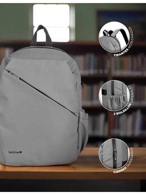 TECHZONE MOCHILA TZLBP29-G DE POLIESTER PARA LAPTOP 16 GRIS - Image 6
