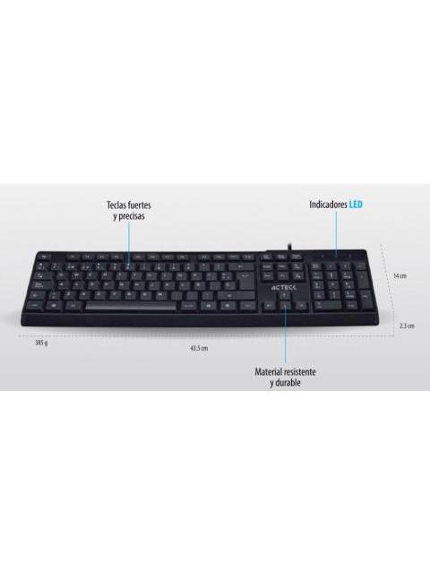TECLADO ACTECK AC-928946 ALAMBRICO USB NEGRO (ESPANOL)