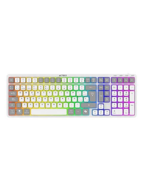 TECLADO ACTECK TECHNO PRO TI790 LED RGB TECLADO MECANICO OPTICO INALAMBRICO RF INALAMBRICO-BLUETOOTH BLANCO ESPANOL