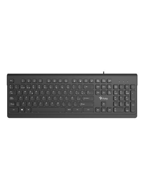 TECLADO ALAMBRICO STYLOS STPTEC6B MEMBRANA 100 104 TECLAS CONEXION USB A 1.5M NEGRO