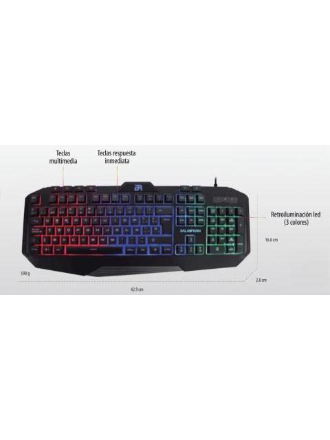 TECLADO GAMER BALAM RUSH BR-929639 RGB ALAMBRICO NEGRO (ESPANOL)