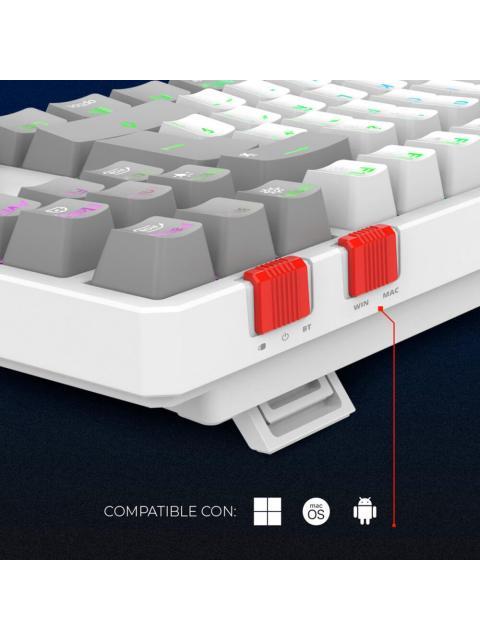 TECLADO GAMER BALAM RUSH LEVEL PRO GK990 LED RGB TKL TECLADO MECANICO OUTEMU RED INALAMBRICO RF INALAMBRICO-BLUETOOTH BLANCO ESPANOL - Image 3