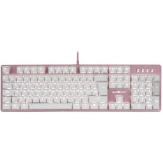 TECLADO GAMER GAME FACTOR KBG400 TECLADO MECANICO SWITCH KRED BLUE ALAMBRICO ROSA (ESPANOL)