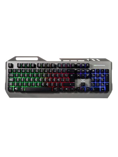 TECLADO GAMER NACEB CYBER STEEL LED RGB ALAMBRICO USB GRIS ESPANOL