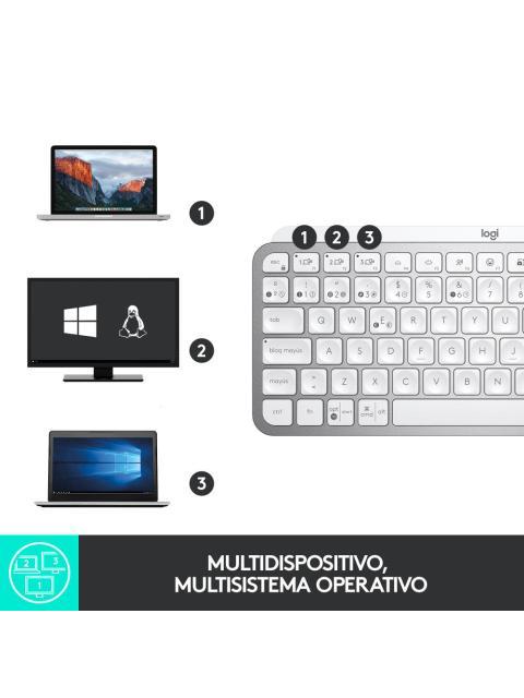 TECLADO LOGITECH MX KEYS MINI INALAMBRICO RF WIRELESS-BLUETOOTH BLANCO (ESPANOL) - Image 8