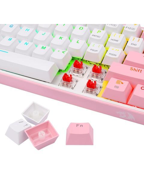 TECLADO MECANICO REDRAGON FIZZ PRO WHITE-PINK BLANCO Y ROSA - Image 4