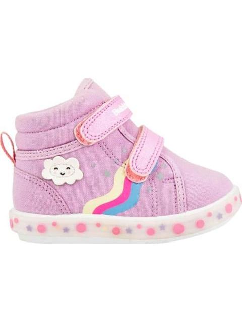TENIS URBANO CASUAL BOTA CONTACTEL LUCES ARCOIRIS LILA BUBBLE GUMMERS