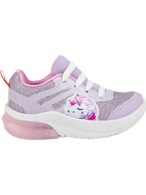 TENIS URBANO CASUAL CHOCLO AGUJETAS UNICORNIO LUCES LILA URBAN SHOES