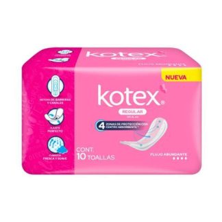TOALLA FEMENINA KOTEX CLASICA SIN ALAS PAQUETE CON 10 PIEZAS