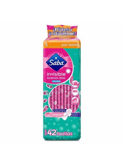 TOALLA FEMENINA SABA INVISIBLE CON ALAS PAQUETE CON 42 PIEZAS