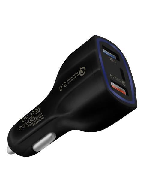 TURBO CARGADOR DE AUTO INTELIGENTE RAPIDA QC PARA IPHONE SAMSUNG SLIM COMPANY NEGRO