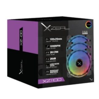 VENTILADOR XZEAL XZ1100 RGB LED 120MM 1200RPM NEGRO - 3 PIEZAS