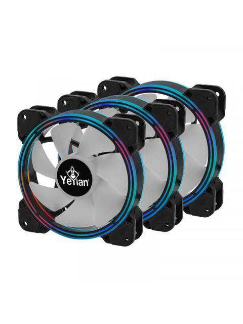 VENTILADOR YEYIAN TYPHOON LII MASTER ARGB LED 120MM 1300RPM NEGRO - 3 PIEZAS INCLUYE HUB-CONTROL-2 TIRAS LED