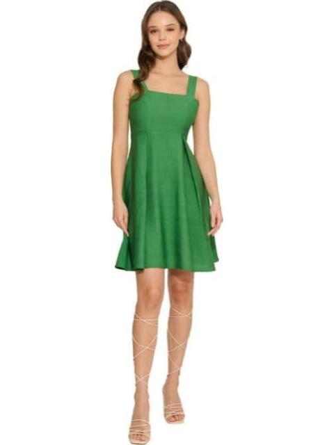VESTIDO CORTO DE LINO VERDE HOLLY LAND