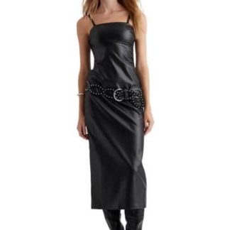 VESTIDO MIDI EFECTO PIEL NEGRO HOLLY LAND