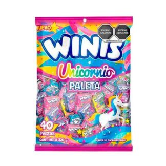WINIS PALETA UNICORNIO BOLSA CON 40 PZ DE 8 GR