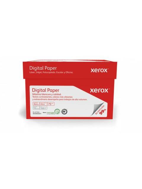 XEROX CAJA DE PAPEL DIGITAL PAPER 75G-M² 5000 HOJAS TAMANO OFICIO BLANCURA 99%