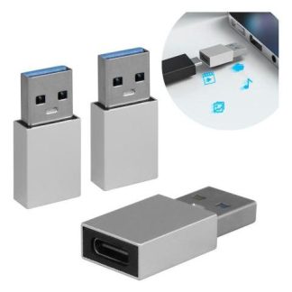3 PIEZAS ADAPTADOR OTG USB MACHO A TIPO C HEMBRA CONVERTIDOR PLATEADO