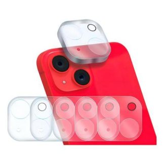 5PZ MICA PROTECTORA ADHESIVA PARA LENTE CAMARA PARA IPHONE 14 A2649 14 PLUS A2632 SLIM COMPANY CRISTAL TEMPLADO 9H RESISTENTE A GOLPES Y RAYONES FACIL INSTALACION Y TRANSPARENCIA TOTAL