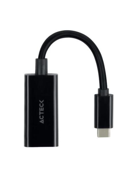 ACTECK ADAPTADOR SHIFT PLUS AD420 USB C MACHO - DISPLAYPORT HEMBRA 4K 60HZ NEGRO