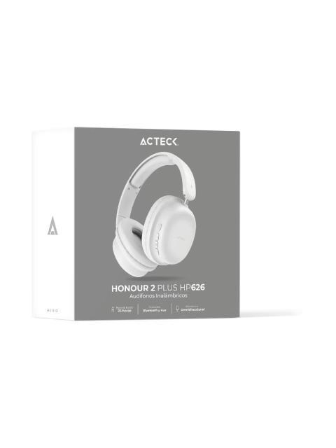 ACTECK AUDIFONOS CON MICROFONO HONOUR 2 PLUS HP626 BLUETOOTH ALAMBRICO-INALAMBRICO USB-C BLANCO - Imagen 4