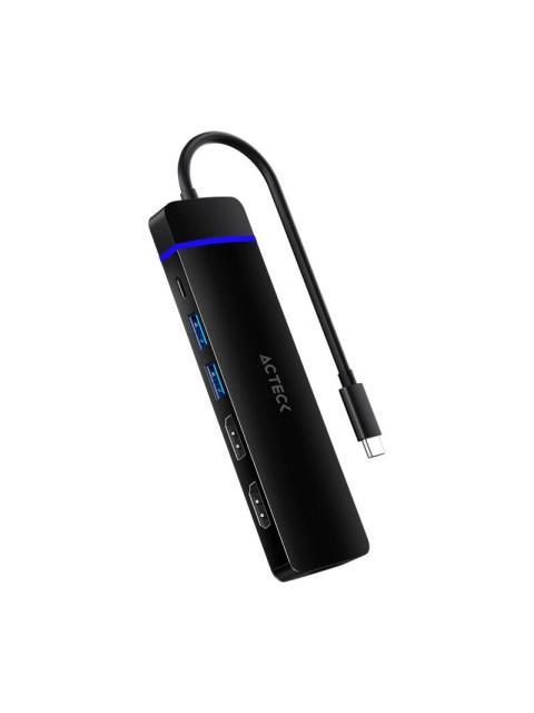 ACTECK HUB USB-C 1X HDMI 1X DP 2X USB 3.0 1X USB-C 1X MICRO SD 1X SD NEGRO
