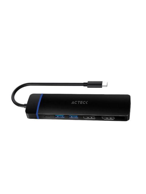 ACTECK HUB USB-C 1X HDMI 1X DP 2X USB 3.0 1X USB-C 1X MICRO SD 1X SD NEGRO - Imagen 3