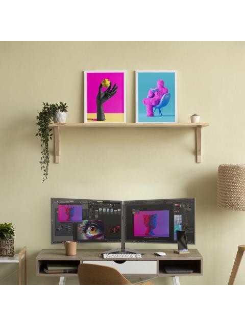 ACTECK SOPORTE DE ESCRITORIO PARA 2 MONITORES 17 - 32 HASTA 18KG - Imagen 9