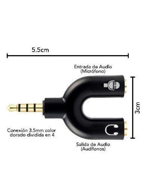 ADAPTADOR BROBOTIX CONECTOR STEREO Y A 3.5MM DUAL HEMBRA NEGRO 181802-2 - Imagen 3