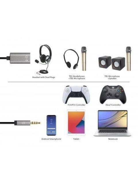 ADAPTADOR DE AUDIO MANHATTAN 3.5MM MACHO - 3.5MM HEMBRA DOBLE ENTRADA 20CM PLATA - NEGRO 356107 - Imagen 5