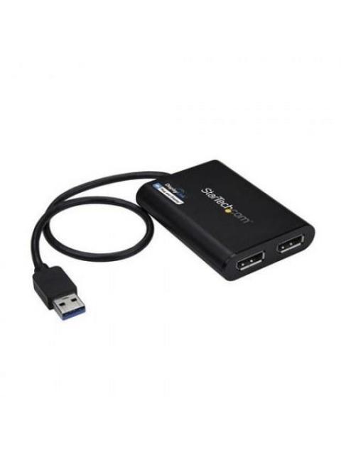 STARTECH  ADAPTADOR USB 3.0 MACHO - 2X DISPLAYPORT HEMBRA NEGRO - Imagen 2
