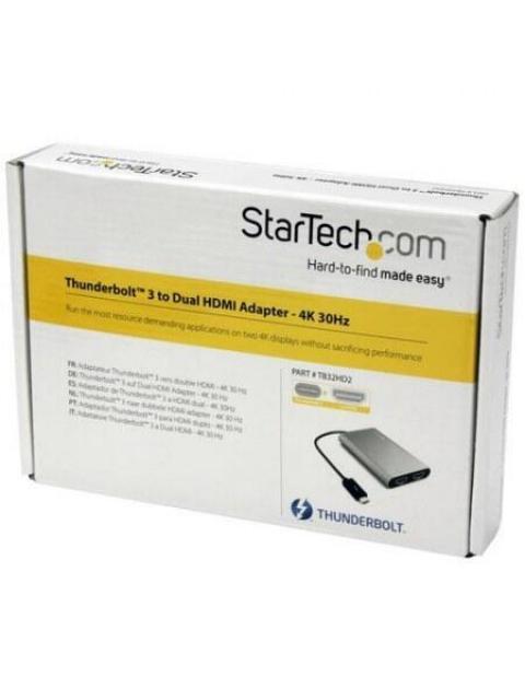 STARTECH ADAPTADOR DE VIDEO THUNDERBOLT 3 A DOBLE HDMI 4K 60HZ PLATA - Imagen 6
