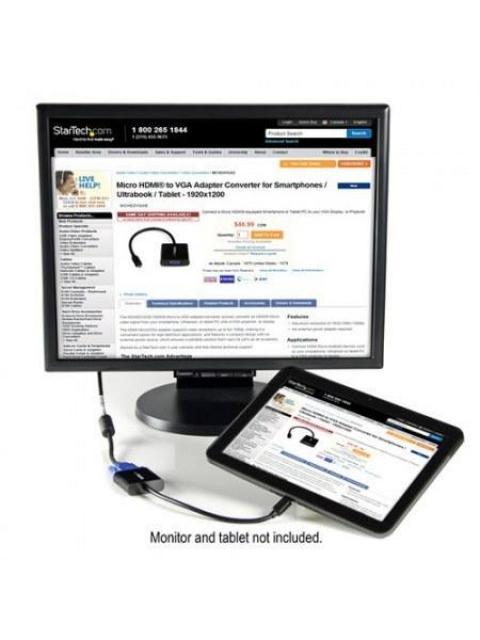 STARTECH ADAPTADOR MICRO HDMI 19-P MACHO - VGA 15-P HEMBRA NEGRO - Imagen 5