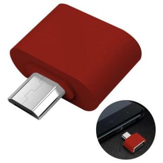 ADAPTADOR OTG SLIM COMPANY USB HEMBRA A MICRO USB V8 PARA MEMORIAS MOUSE Y TECLADO COLOR ROJO