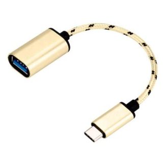 ADAPTADOR OTG TIPO C A USB CABLE MEMORIAS DATOS USB A USB-C COLOR DORADO SLIM COMPANY