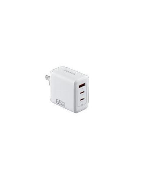 ADATA CARGADOR DE PARED 65W 1X USB-A 2X USB-C BLANCO