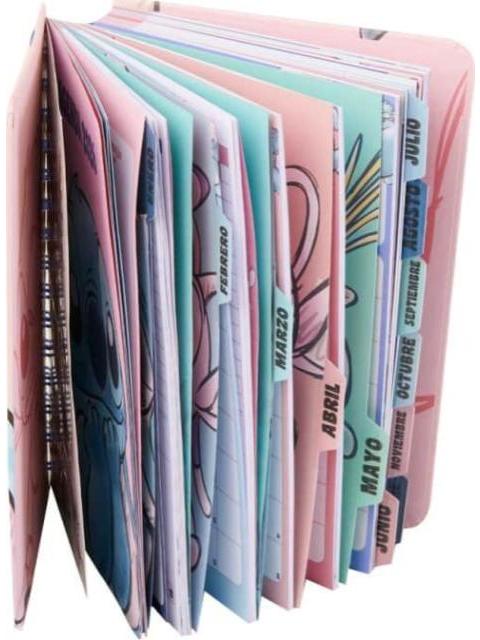 AGENDA MULTIUSOS DISNEY CON SEPARADORES Y STICKERS ROSA STITCH - Imagen 4